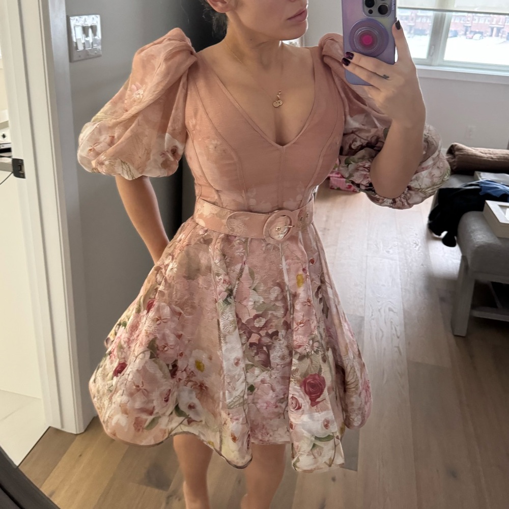 Zimmermann Blush Garden floral mini dress size 4 - Picture 6 of 10